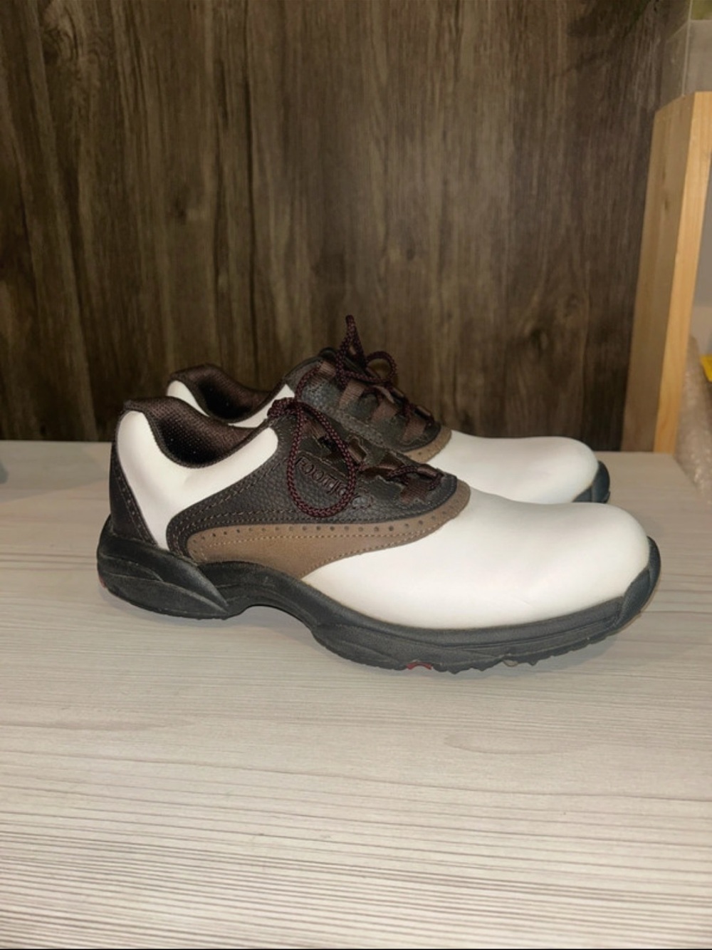 FootJoy White Brown and Black Lace-Up Athletic Shoes